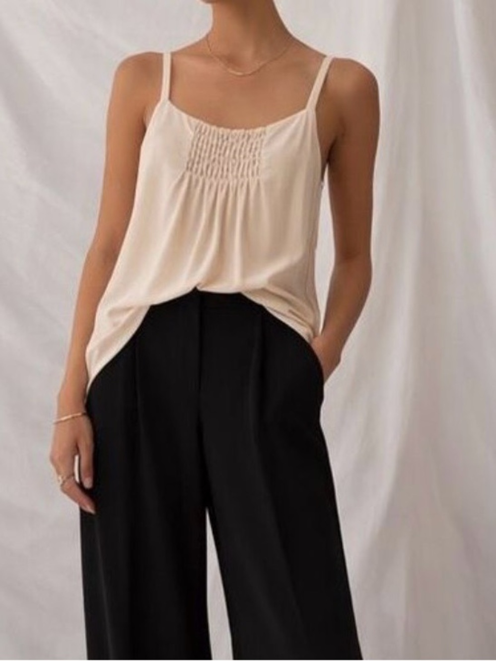 EILEEN FISHER Silk Smocked Camisole Size Small NWT MSRP $158